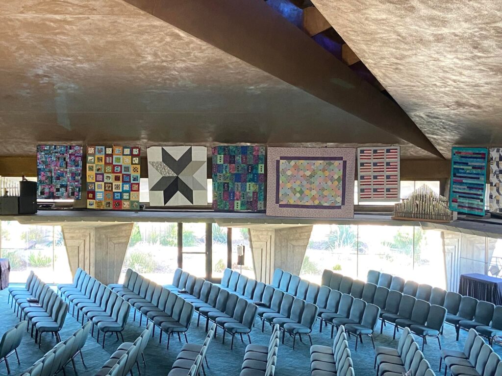 Quilts displayed in sanctuary