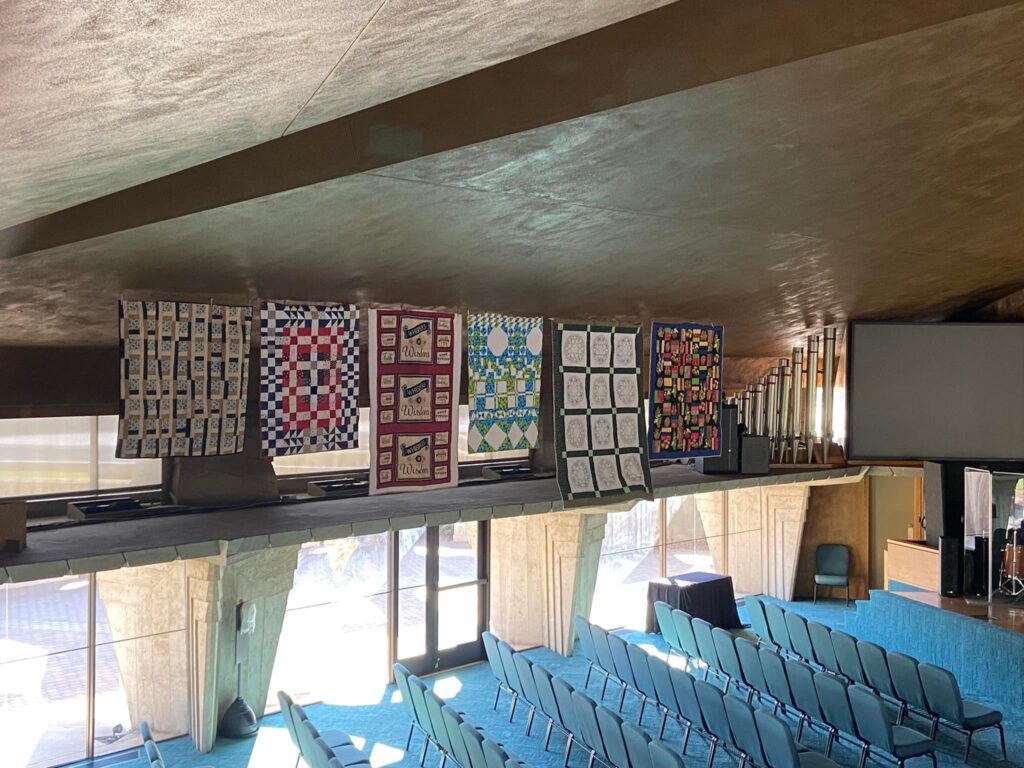 quilts displayed in sanctuary FCC
