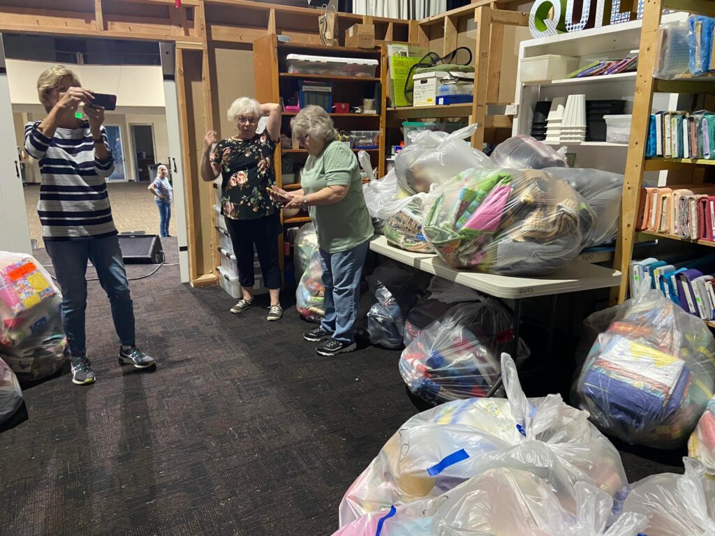 Sorting and packing quilts for distribution night
